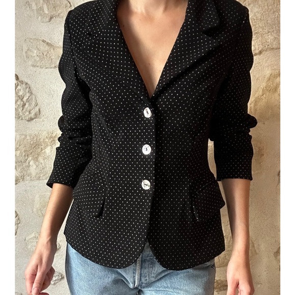 Plein Sud Jackets & Blazers - 🇫🇷 Plein Sud Vintage 90’s Black and White Polka Dot Blazer